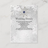 シルバーネイビースノーフレーク冬ウェディング詳細カード エンクロージャーカード (正面)