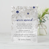 シルバーネイビースノーフレーク引っ越しましたホリデーカード (スタンド正面)