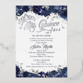 シルバーネイビーバラミスカンスキンセアニェラ 箔招待状 (正面)