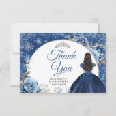シルバーネイビーブルーウィンタースノーフレークキンセアニェラ サンキューカード (正面)