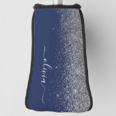 シルバーネイビーブルーガーリーグリッタースパークルモノグラム ゴルフヘッドカバー (回転90)