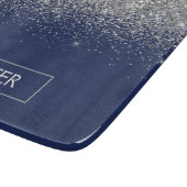 シルバーネイビーブルーグリッターガーリーモノグラム名 カッティングボード (角)