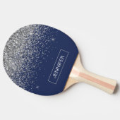 シルバーネイビーブルーグリッターガーリーモノグラム名 卓球ラケット (横)
