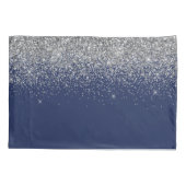 シルバーネイビーブルーグリッターガーリーモノグラム名 枕カバー (裏面)