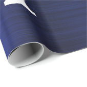 シルバーネイビーブルーグリッターブラッシュドメタルモノグラム ラッピングペーパー (ロールコーナー)