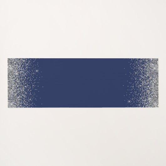 シルバーネイビーブルーグリッターモノグラム名 ヨガマット (裏面(横))