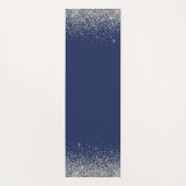 シルバーネイビーブルーグリッターモノグラム名 ヨガマット (裏面)