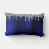 シルバーネイビーブルーグリッターモノグラム名 ランバークッション (裏面)