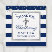 シルバーネイビーブルーストライプクリスチャレンジボーイ フェイバータグ (正面)