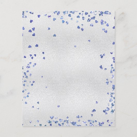 シルバーネイビーブルーハート予算結婚式招待状 チラシ (裏面)