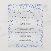 シルバーネイビーブルーハート予算結婚式招待状 チラシ (正面)