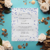 シルバーネイビーブルーハート結婚式招待状