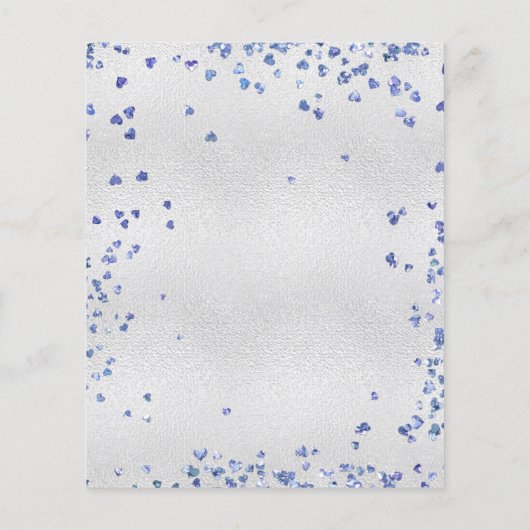 シルバーネイビーブルーハート結婚式招待状 (裏面)