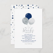 シルバーネイビーブルーブックスベビー、ブックリクエストカード サンキューカード (正面/裏面)