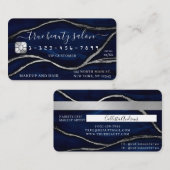 シルバーネイビーブルーマーブルシグネチャークレジットカード 名刺 (正面/裏面)