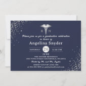 シルバーネイビーブルー看護学校卒業写真 招待状 (裏面)