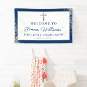 シルバーネイビーブルー第1聖餐式バナー 横断幕 (インサイチュ)