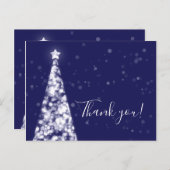 シルバーネイビーブルー結婚クリスマス感謝状 ポストカード (正面/裏面)