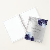 シルバーネイビーブルー花模様グラマエレガントラス ノートブック (内部)