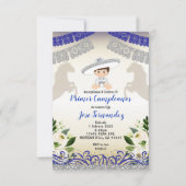 シルバーネイビープライマークンプレアノスウノフィエスタ誕生日 招待状 (正面)