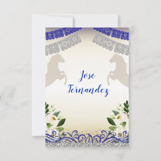 シルバーネイビープライマークンプレアノスウノフィエスタ誕生日 招待状 (裏面)