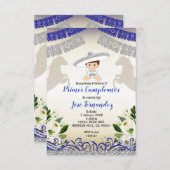 シルバーネイビープライマークンプレアノスウノフィエスタ誕生日 招待状 (正面/裏面)