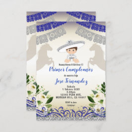 シルバーネイビープライマークンプレアノスウノフィエスタ誕生日 招待状