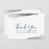 シルバーネイビーモダンブルーが贅沢に サンキューカード (正面/裏面)