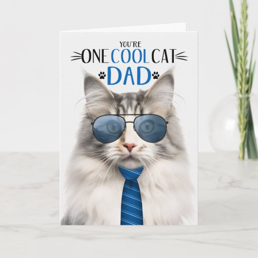 シルバーノルウェーの森の父の日クール猫 シーズンカード (正面)