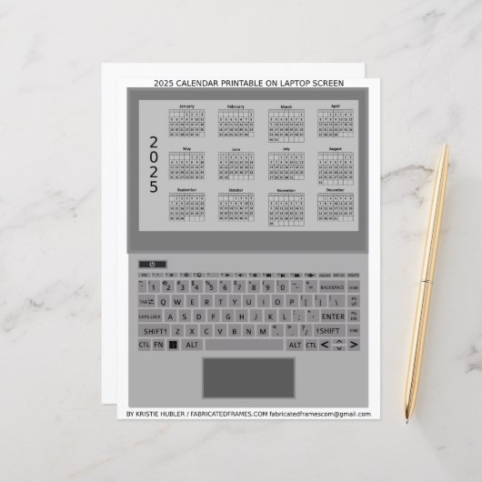 シルバーノートパソコンキーボード2025カレンダー画面 (正面/裏面インサイチュ)