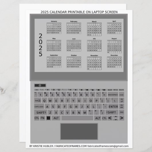 シルバーノートパソコンキーボード2025カレンダー画面 (正面/裏面)