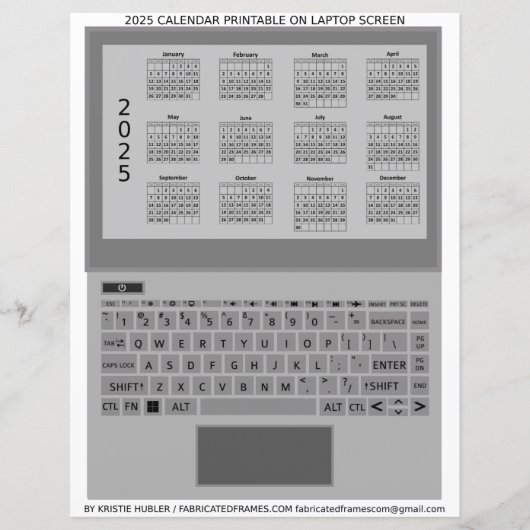 シルバーノートパソコンキーボード2025カレンダー画面 (正面)