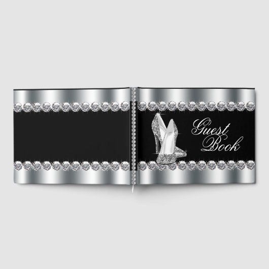 シルバーハイヒールシューバースデーパーティーゲストブック ゲストブック (全面)