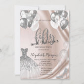 シルバーハイヒールドレスバルーン50誕生日 招待状 (正面)