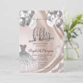 シルバーハイヒールドレスバルーン50誕生日 招待状 (スタンド正面)