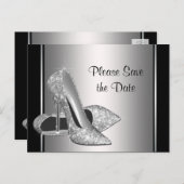 シルバーハイヒール靴が日付を保存 案内ポストカード (正面/裏面)