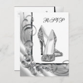 シルバーハイヒール靴RSVP インビテーションポストカード (正面/裏面)