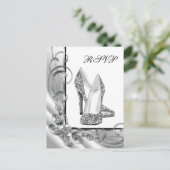 シルバーハイヒール靴RSVP インビテーションポストカード (スタンド正面)