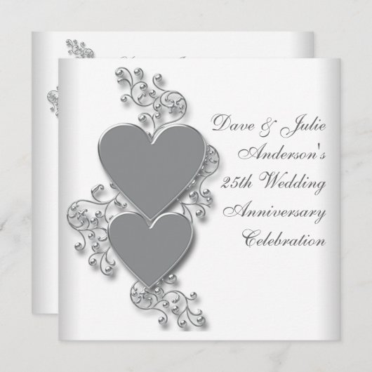 シルバーハーツ 25周年結婚記念日パーティー 招待状 (正面/裏面)