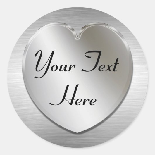シルバーハートでシールをカスタマイズ ラウンドシール (正面)
