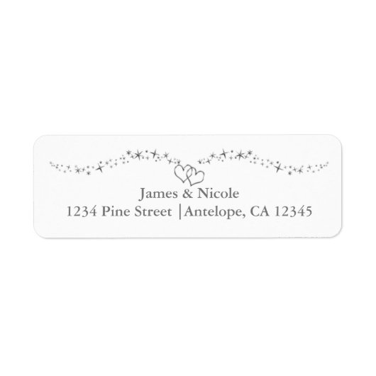 シルバーハートとスパークル結婚ズ住所 シール (正面)