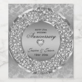 シルバーハートとホワイトダイヤモンド ワインラベル (シングルラベル)