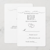 シルバーハートと輝きの結婚式RSVPカード 招待状 (正面/裏面)