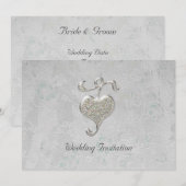 シルバーハートのウェディング招待状 招待状 (正面/裏面)