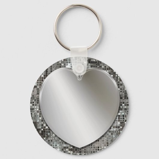 シルバーハートキーチェーン キーホルダー (正面)