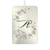 シルバーハートグレイイニシャルエレガントカー カーエアーフレッシュナー (正面)