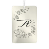 シルバーハートグレイイニシャルエレガントカー カーエアーフレッシュナー (裏面)