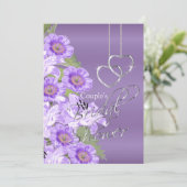 シルバーハートズオンラベンダーパープルサテン-招待状 招待状 (スタンド正面)
