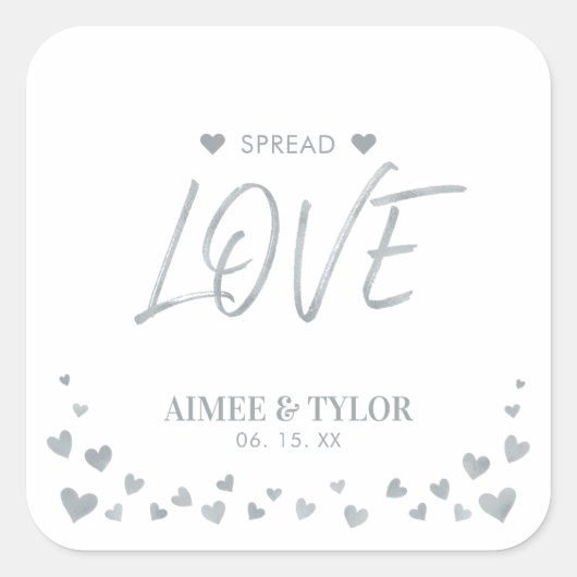 シルバーハートズスプレッドザラブ結婚式の引き出物 スクエアシール (正面)
