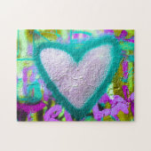 シルバーハートターコイズの輪郭グラフティウォール – ジグソーパズル (横)